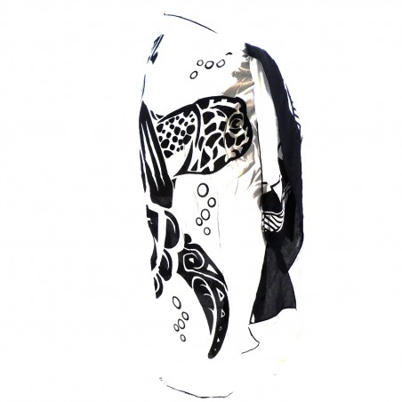 Paréo noir très grosse tortue