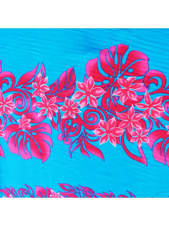 Tissu turquoise et rose chemin de plage 100% viscose