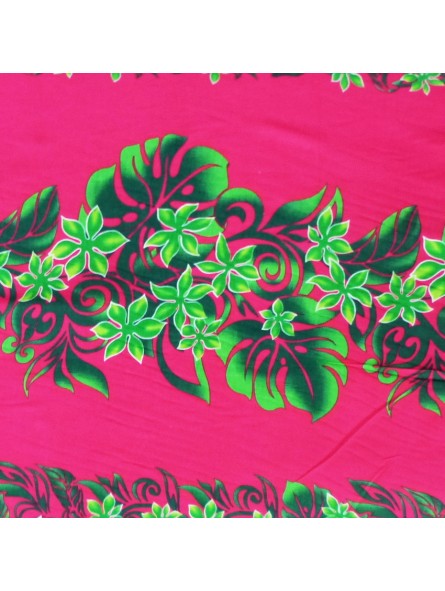 Tissu rose et vert chemin de plage 100% viscose