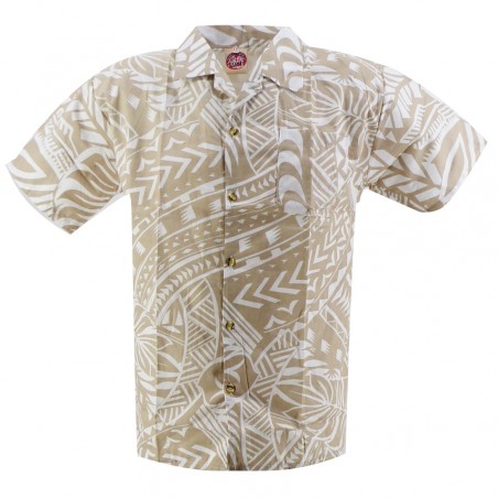 Chemise hawaïenne couleur crème Tatouage Rahi