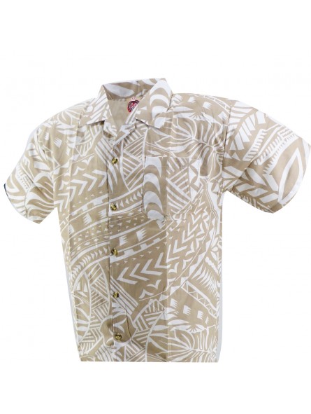 Chemise hawaïenne couleur crème Tatouage Rahi
