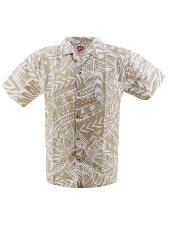 Chemise hawaïenne  enfant couleur crème Tatouage Rahi