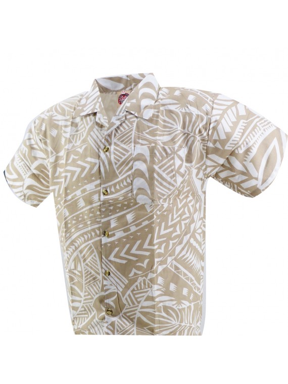 Chemise hawaïenne  enfant couleur crème Tatouage Rahi
