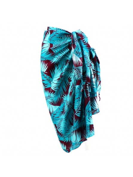 Paréo chocolat turquoise feuillage