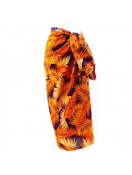 Paréo orange fond violet feuillage