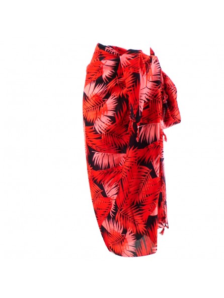 Paréo rouge et noir feuillage