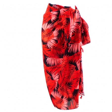 Paréo rouge et noir feuillage