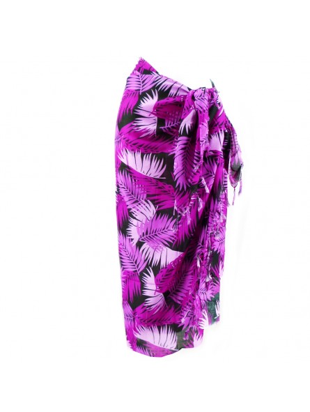 Paréo violet et noir feuillage
