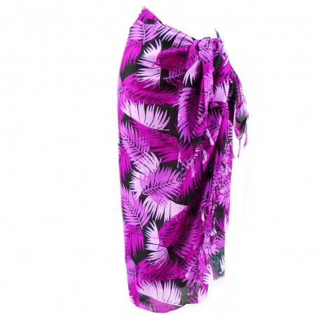 Paréo violet et noir feuillage