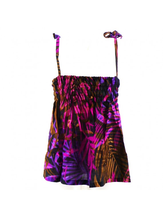 robe enfant couleur  rose motifs feuiillage tropical