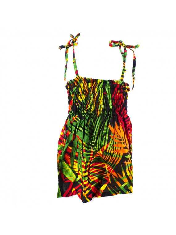 robe enfant couleur jamaique motifs feuiillage tropical