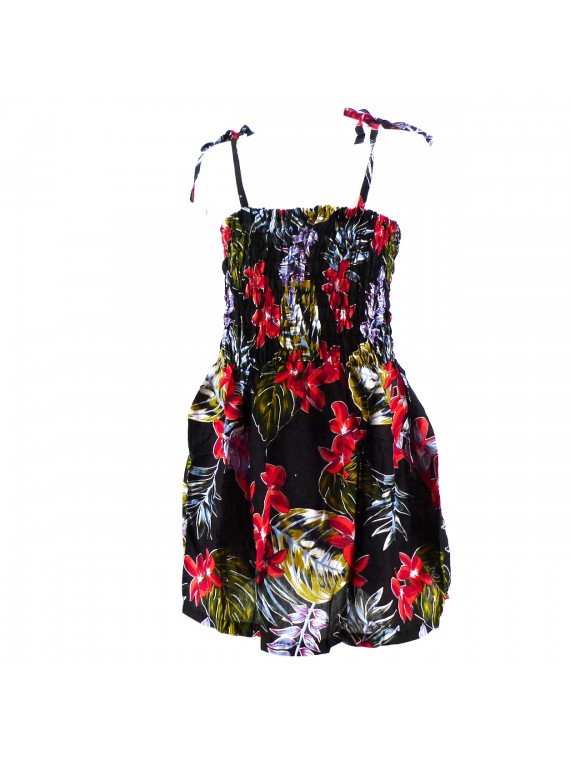 robe enfant couleur noire bouquet de frangipane