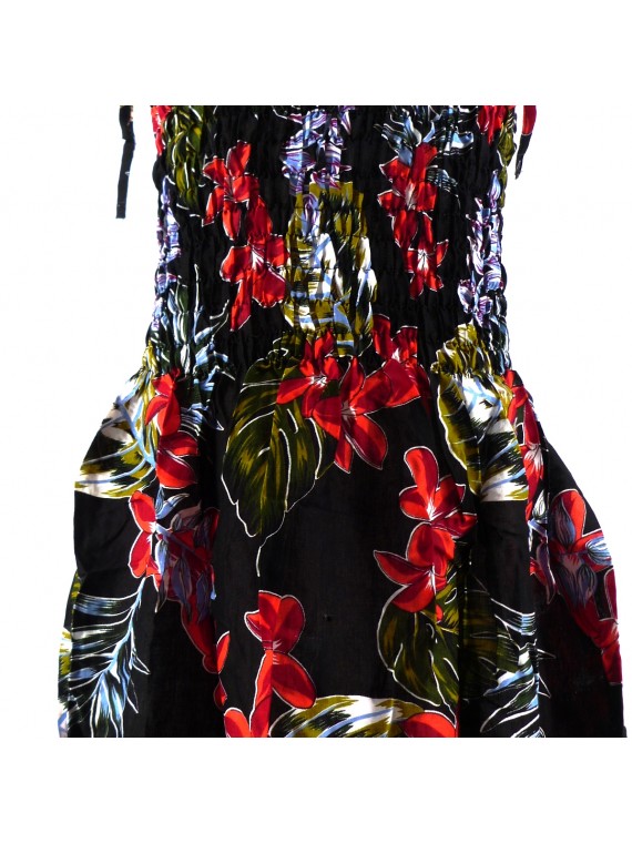 robe enfant couleur noire bouquet de frangipane