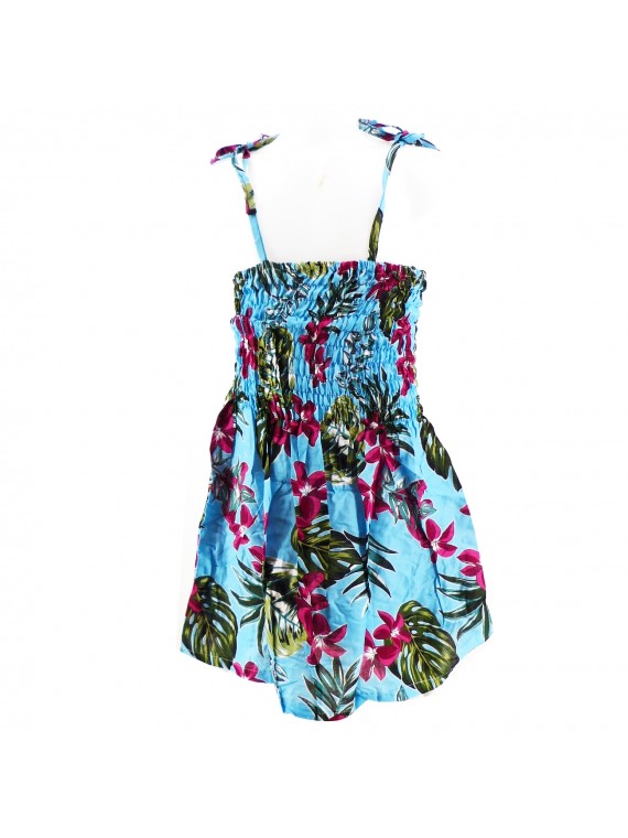 robe enfant couleur bleu bouquet de frangipane
