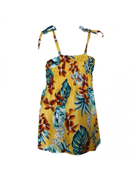 robe enfant couleur jaune pêche bouquet de frangipane