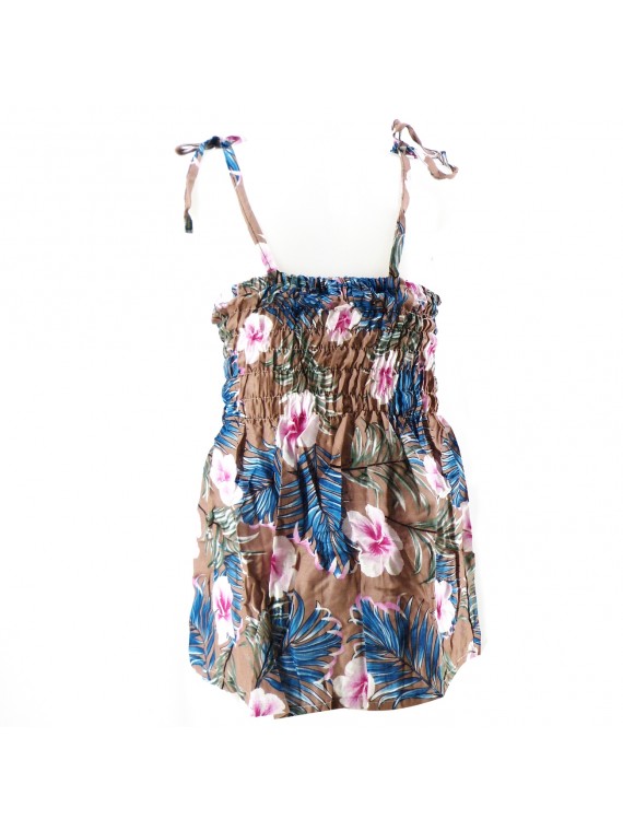 robe enfant couleur marron motifs  petits hibiscus