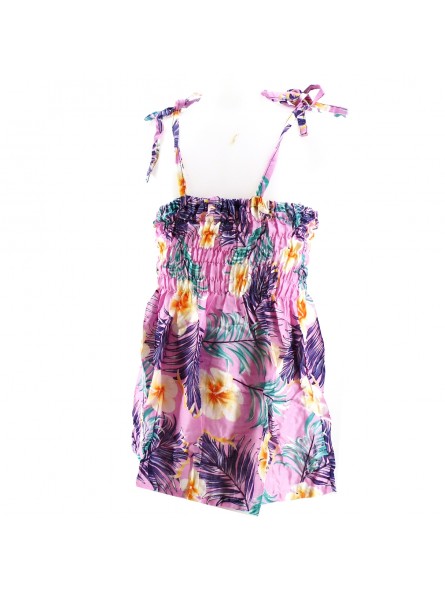 robe enfant couleur  rose motifs  petits hibiscus