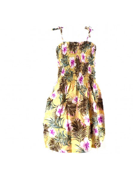 robe enfant couleur jaune motifs petits hibiscus