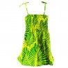 robe enfant couleur jaune et vert motif feuillage tropical stylisé