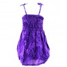 robe enfant couleur violette motif feuillage tropical stylisé