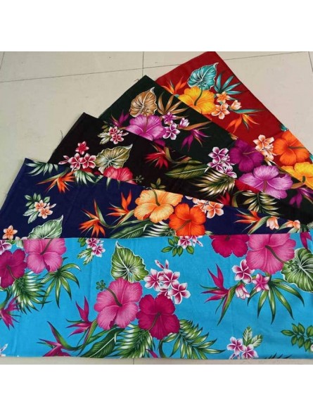 Tissu bleu nuit et orange vieil hibiscus