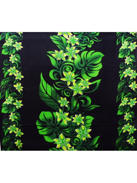 Tissu noir et Vert frise Vaïrao