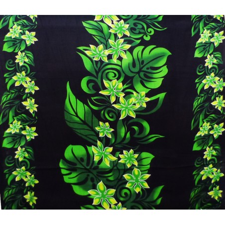 Tissu noir et Vert frise Vaïrao
