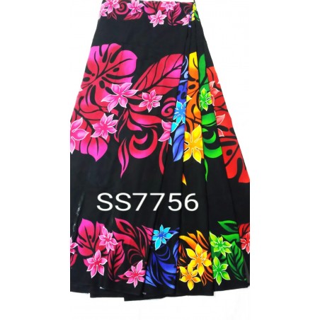 Tissu noir et rose frise Vaïrao