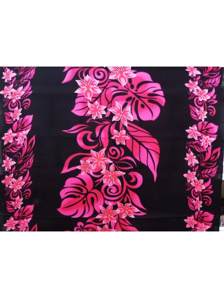 Tissu noir et rose frise Vaïrao