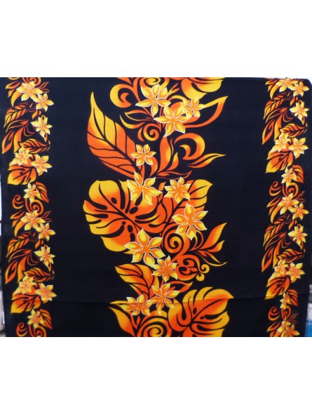 Tissu noir et orange frise Vaïrao