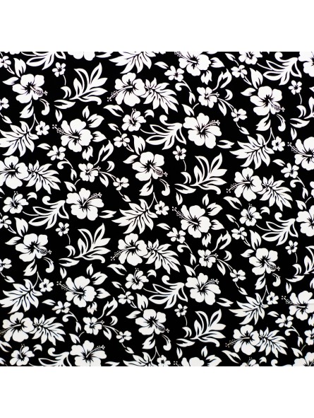 TISSU fleuri Noir et Blanc HIBISCUS BEST SELLER