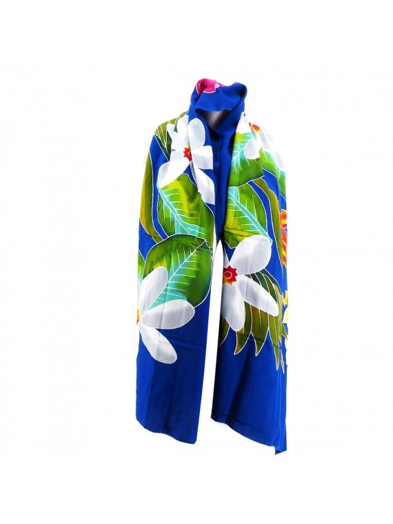 Mini paréo Fleurs de Tahiti  bleu