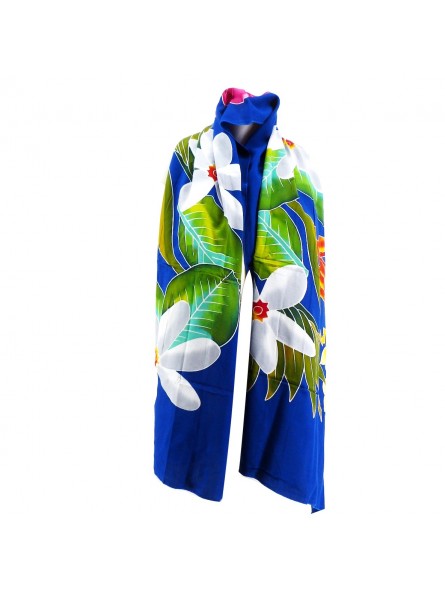 Mini paréo Fleurs de Tahiti  bleu