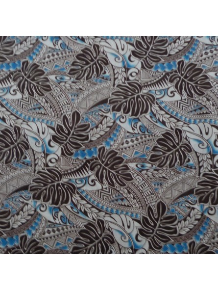 Tissu gris anthracite tatouage et feuille de uru