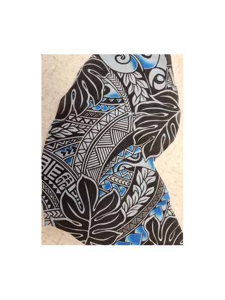 Tissu gris anthracite tatouage et feuille de uru