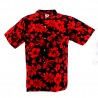 Chemise Hawaïenne 14/16 ans noire hibiscus rouge