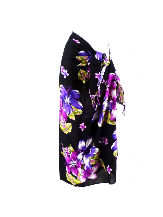 Paréo noir et violet hibiscus sinensis