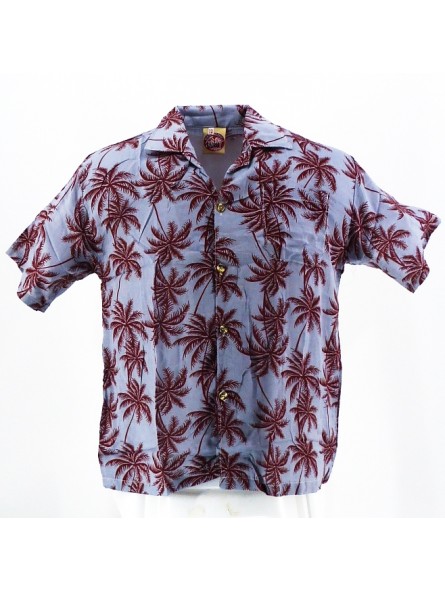 Chemise Hawaïenne couleur grise motifs palmier