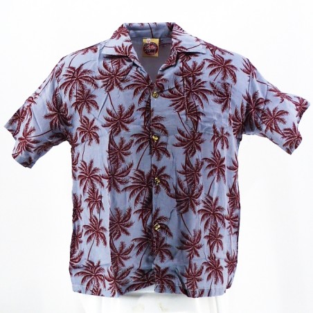 Chemise Hawaïenne couleur grise motifs palmier