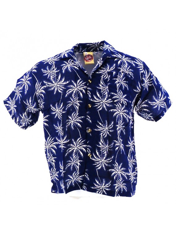 Chemise Hawaïenne bleu marine Palmeraie