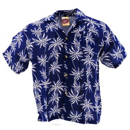 Chemise Hawaïenne bleu marine Palmeraie