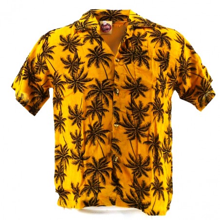 Chemise Hawaïenne jaune Palmeraie