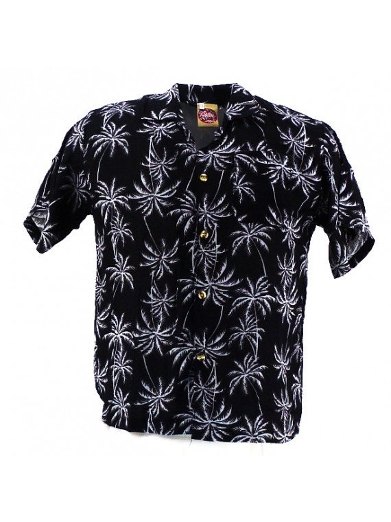 Chemise Hawaïenne noire Palmeraie