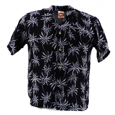 Chemise Hawaïenne noire Palmeraie
