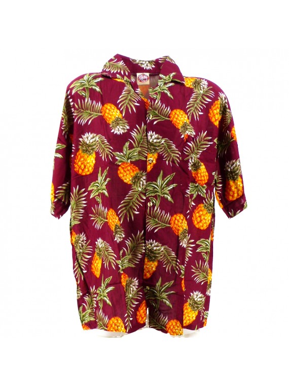 Chemise Hawaïenne couleur Bordeau motif Ananas