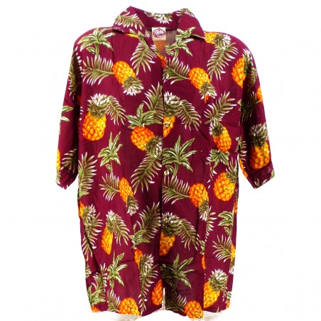 Chemise Hawaïenne couleur Bordeau motif Ananas