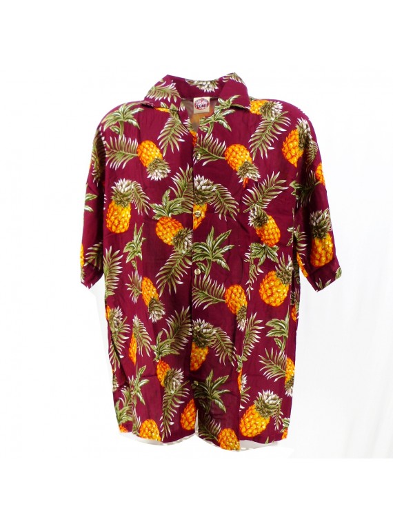 Chemise Hawaïenne couleur Bordeau motif Ananas