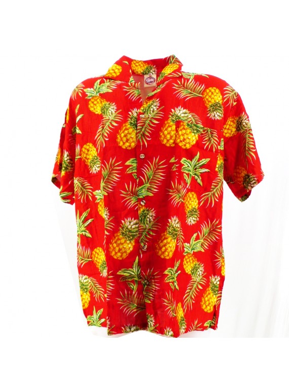 Chemise Hawaïenne rouge motifs Ananas