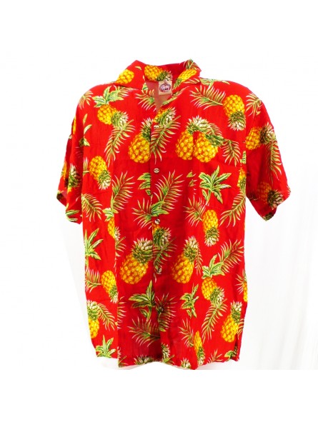 Chemise Hawaïenne rouge motifs Ananas