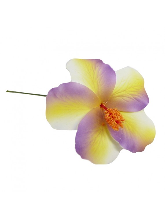 Hibiscus marbré violet jaune sur tige métal